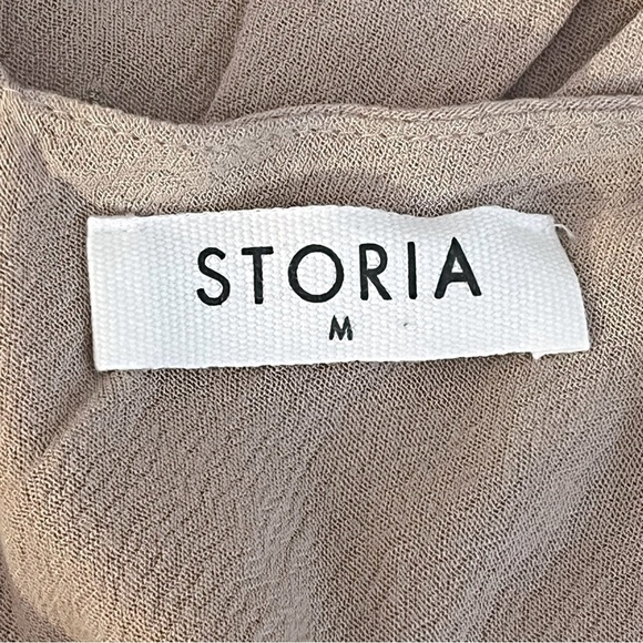 Storia | Dusty rose babydoll mini dress Embroidered gold stars Women’s size M - Picture 8 of 9